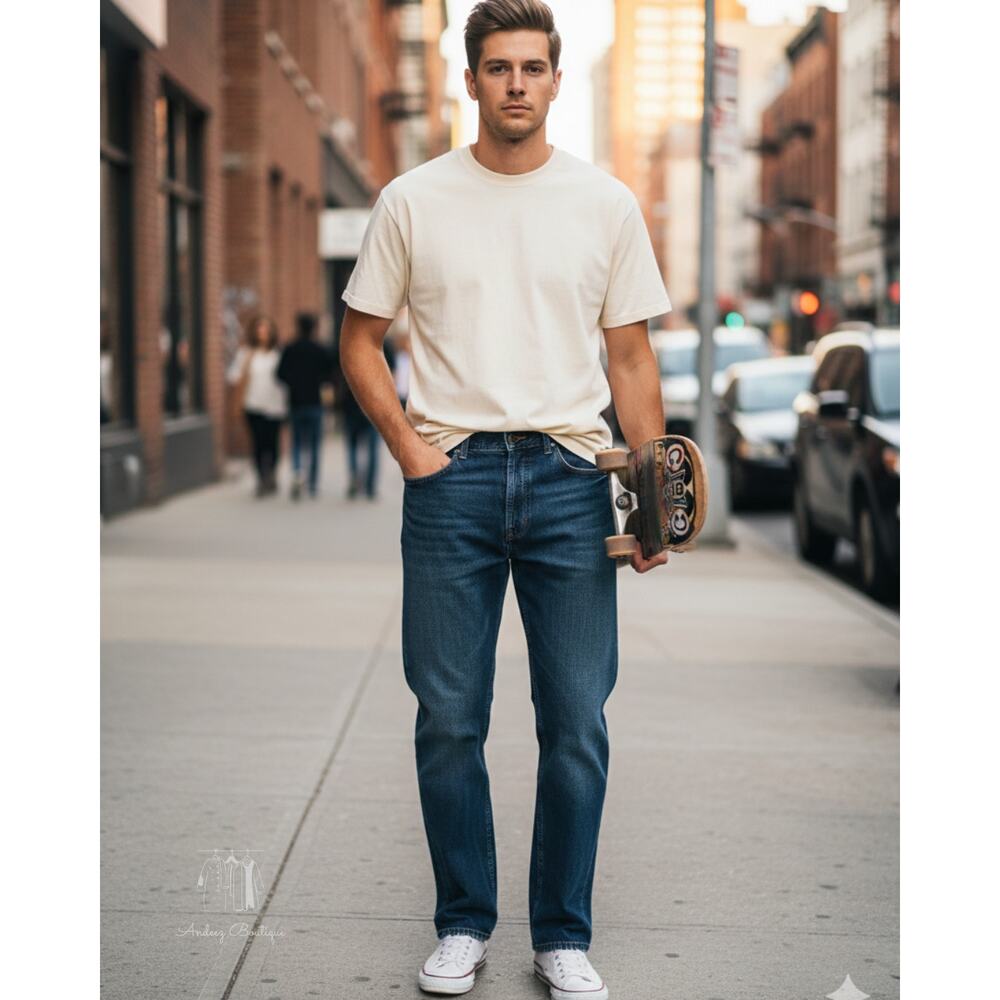 Calvin Klein‎ Mens 36x32 Relaxed Straight Leg Blue Jeans Classic Heritage Denim